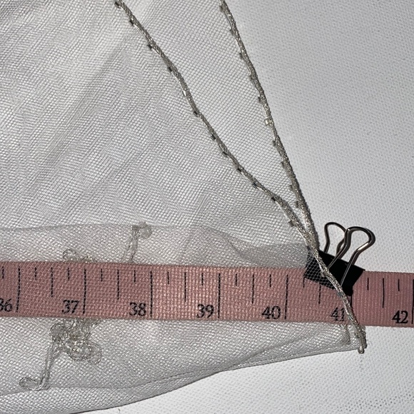 Ivory Beaded Wedding Veil With Floral Embellishments - Picture 6 of 9